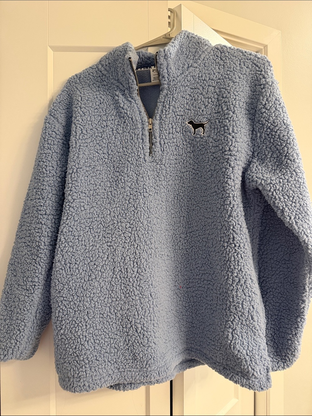 PINK Victoria's Secret Light Blue Sherpa Half-Zip Pullover